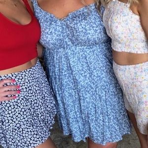 Off the shoulder blue floral dress